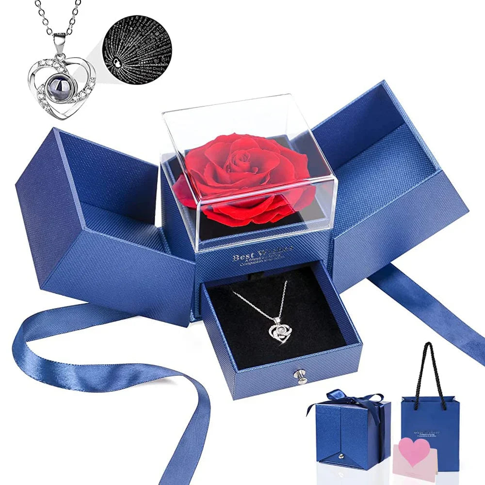 Eternal Rose box with ILY necklace